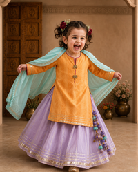 Indian Orange Palm Lehenga Set - Anaario - Image 1