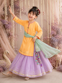 Indian Orange Palm Lehenga Set - Anaario - Image 11