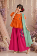 Indian Orange Parrot Peplum Palazzo Set - Anaario - Image 11