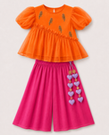 Indian Orange Parrot Peplum Palazzo Set - Anaario - Image 3