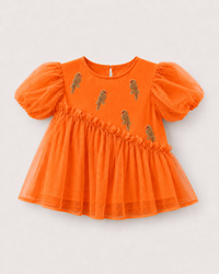 Indian Orange Parrot Peplum Palazzo Set - Anaario - Image 4