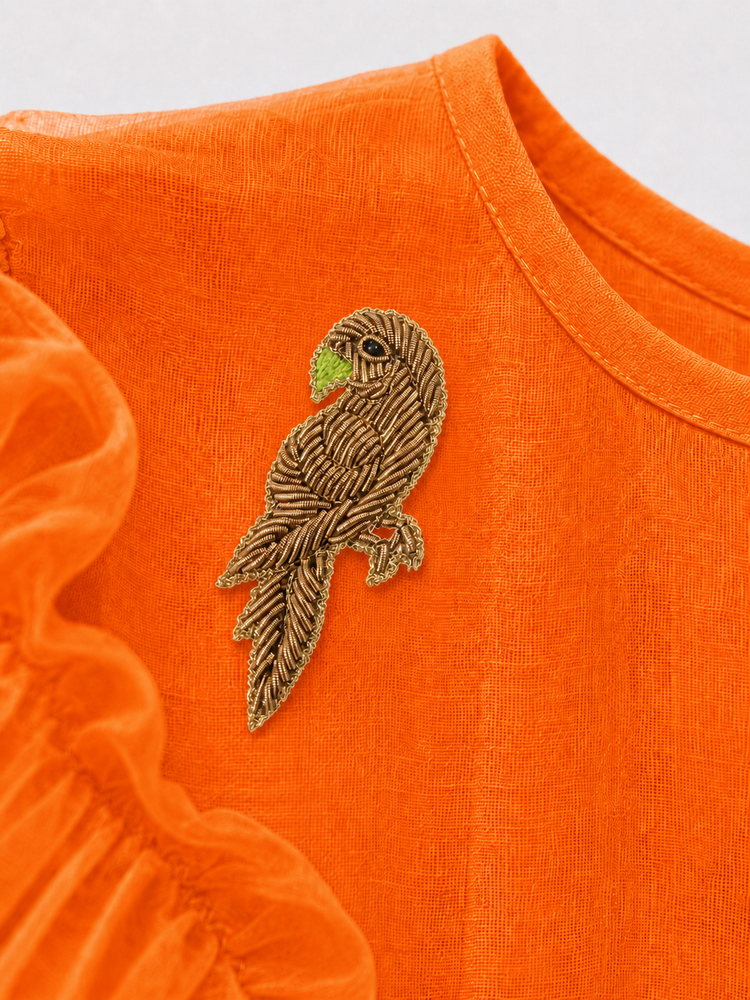Indian Orange Parrot Peplum Palazzo Set - Anaario - Image 6