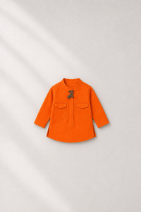 Baby wearing Anaario Orange Rabbit-Motif Baby Kurta Set, orange kurta with rabbit motif, newborn to 24 months