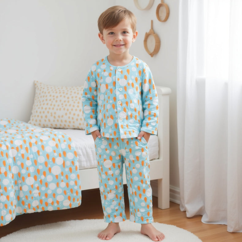 Ivory and Tangerine Poppy Raindrops - Night Wear
