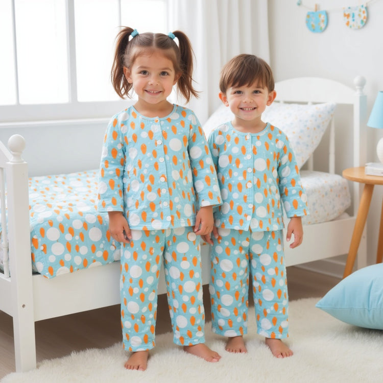 Ivory and Tangerine Poppy Raindrops - Night Wear