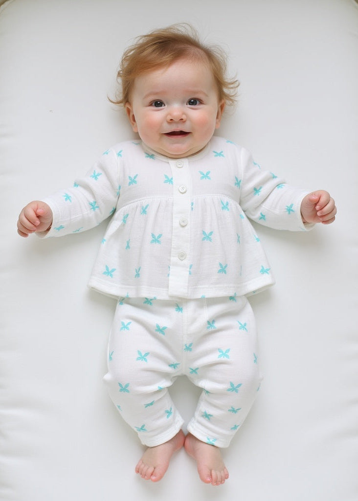 Blue palm leaves Set