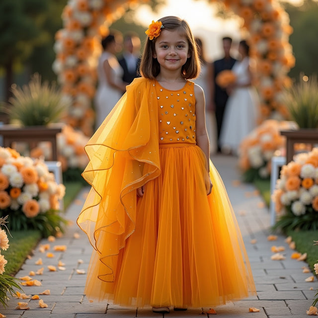 Orange Barfi Lehenga Set