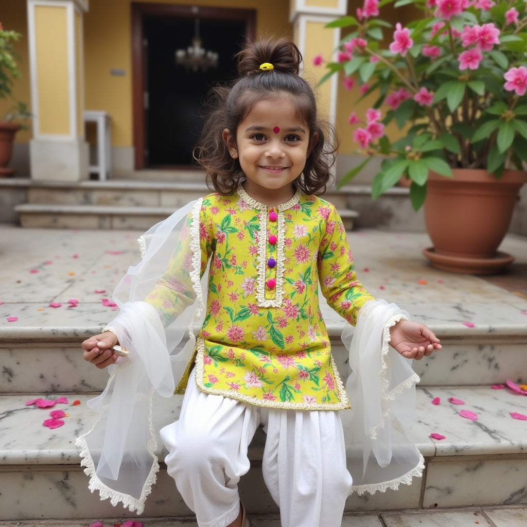 Basanti Phool Patiala Set