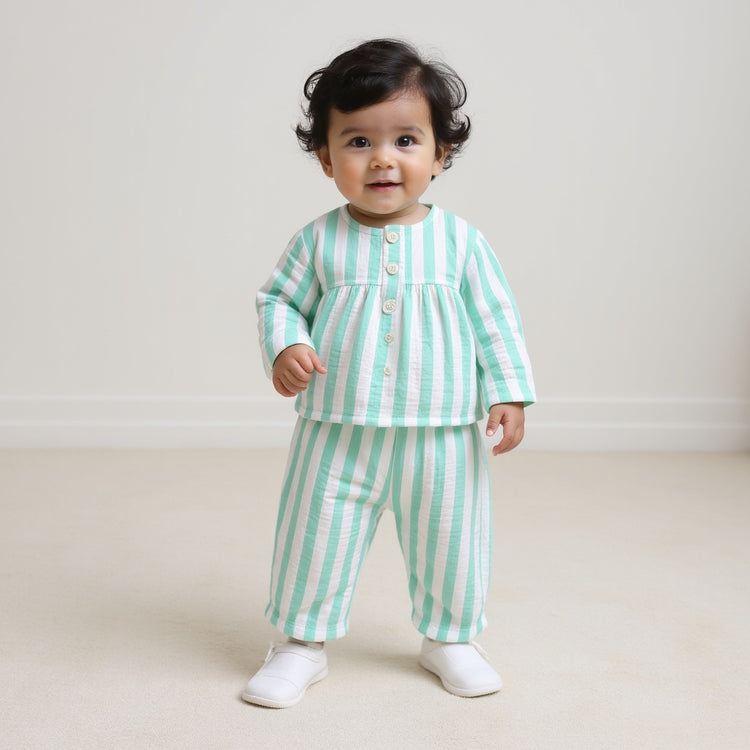 Mint Green Stripes- Night Wear