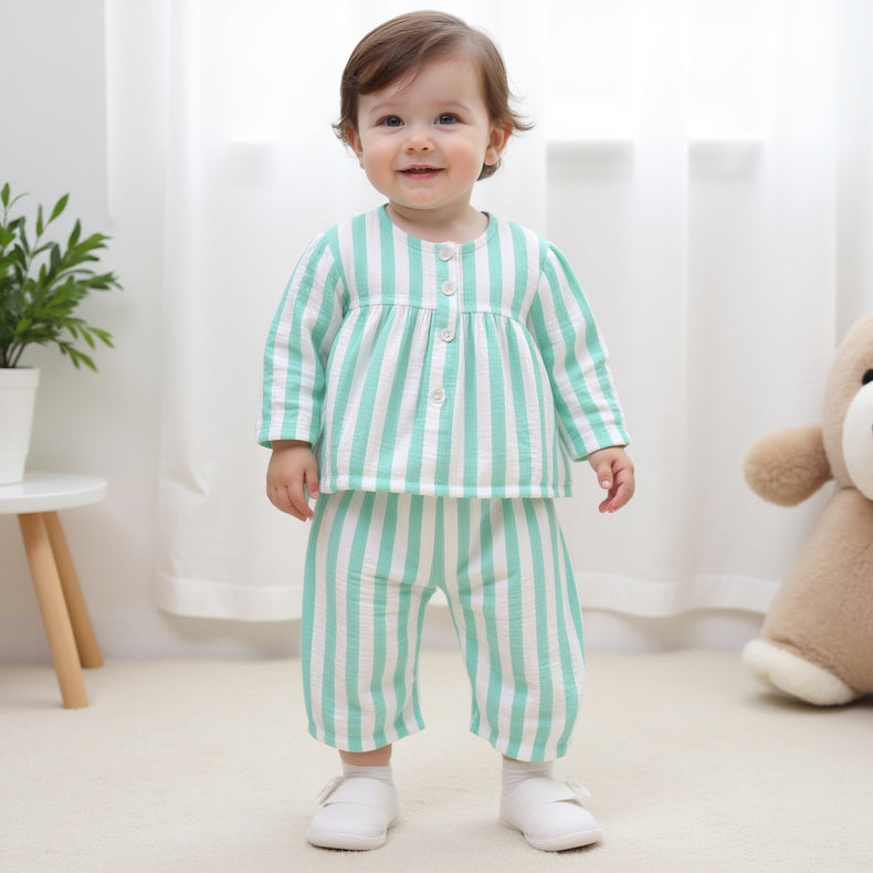 Mint Green Stripes- Night Wear
