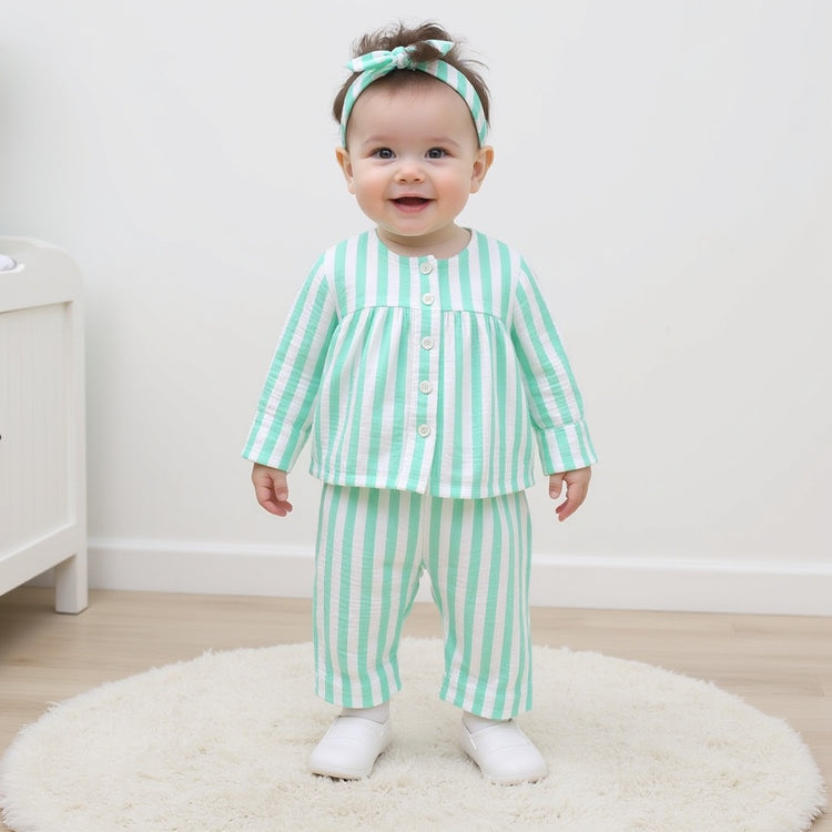 Mint Green Stripes- Night Wear