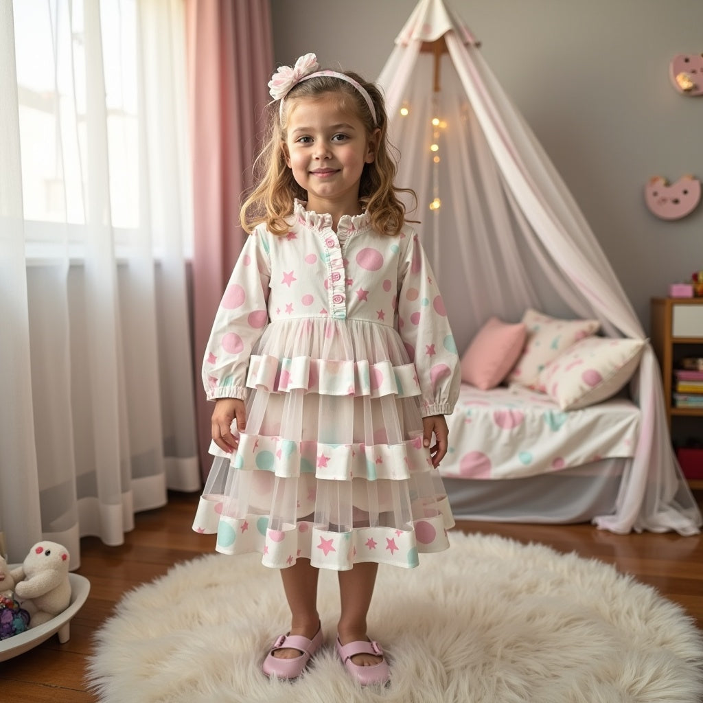 Starry Dot Ruffle Dress