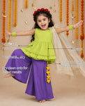 Lime Purple Girls' Palazzo Set features