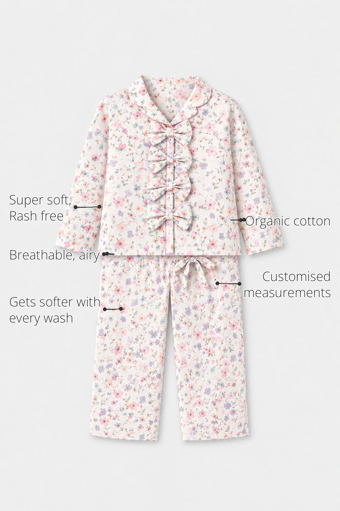 Multi- Coloured Floral Girls' Night Suit features