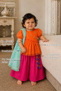 Orange Parrot Peplum Baby Palazzo Set features
