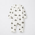 Panda & Bamboo bamboo cotton baby sleepsuit — full-sleeve two-way zip romper onesie, front