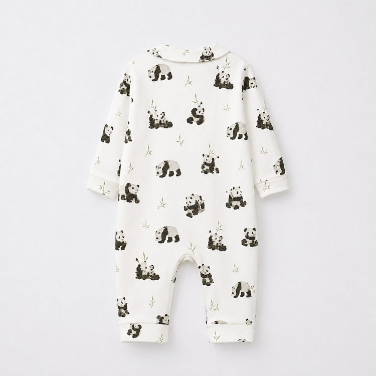 Panda & Bamboo bamboo cotton baby sleepsuit — two-way zip romper onesie