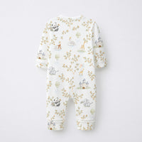 Panda Leaves bamboo cotton baby sleepsuit — two-way zip romper onesie