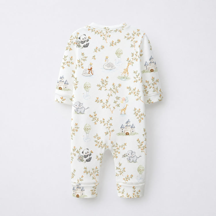 Panda Leaves bamboo cotton baby sleepsuit — two-way zip romper onesie