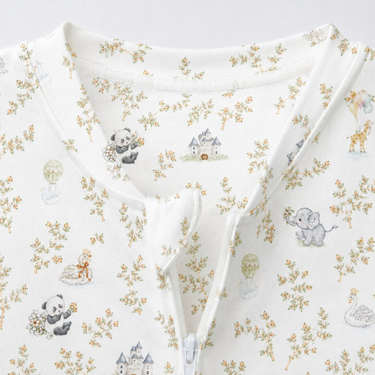 Panda Leaves bamboo cotton baby sleepsuit — footed zip-front sleepsuit, onesie romper