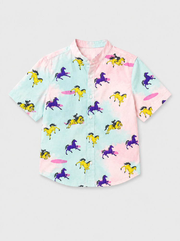 Boy wearing Anaario Pastel Horse Shirt Set