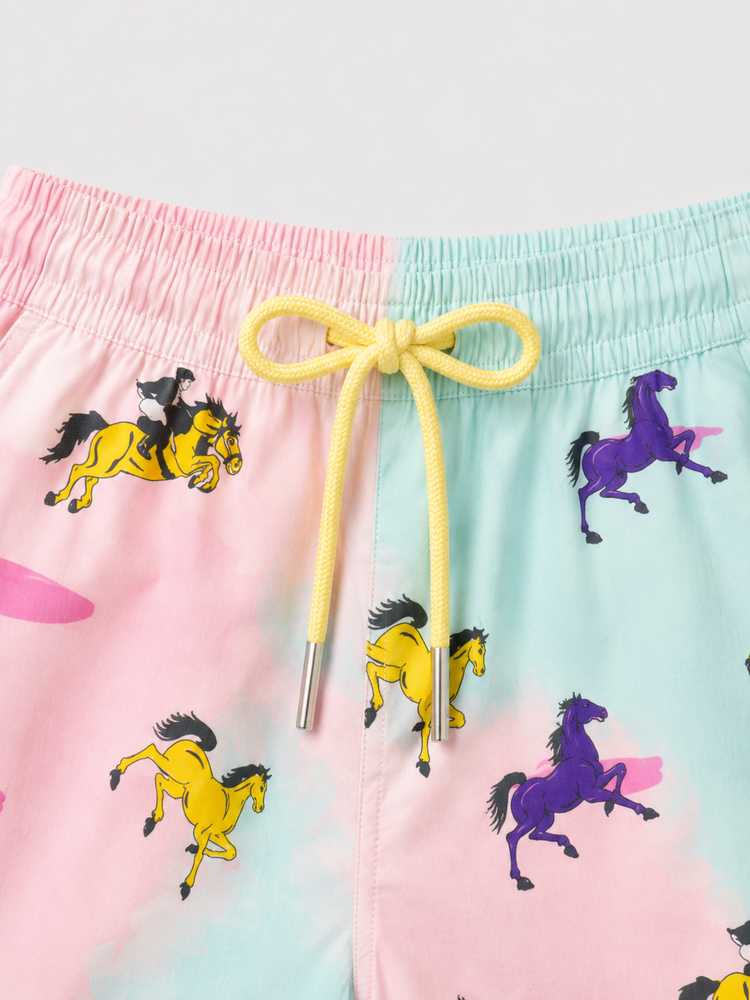 Boy wearing Anaario Pastel Horse Shorts