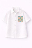 Boy wearing Anaario Peach Pop Pocket Shirt Set