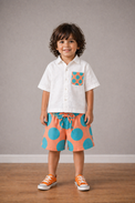 Boy wearing Anaario Peach Pop Pocket Shirt Set