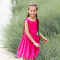 Girl wearing Anaario Playful Peekaboo Dress, Aqua Magic Print