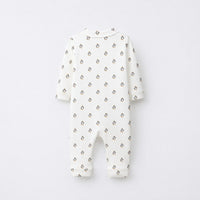 Penguin bamboo cotton baby sleepsuit — full-sleeve two-way zip romper onesie, front