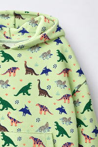 Green Dinosaur Hooded Jogger Set flat lay by Anaario