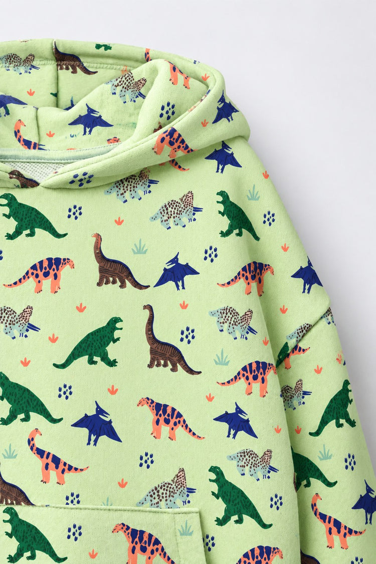 Green Dinosaur Hooded Jogger Set flat lay by Anaario