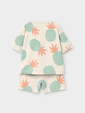 Boy wearing Anaario Pineapple Punch Co-ord Set, sage green pineapple print