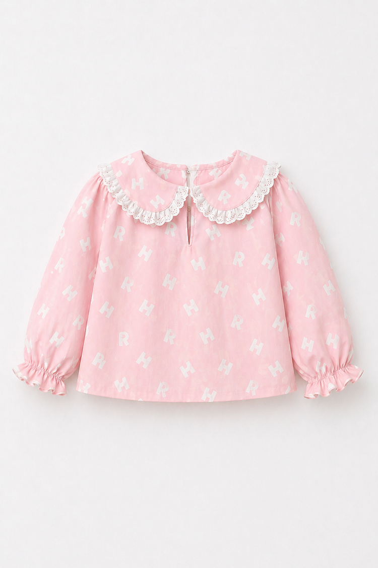 Girl wearing Anaario Pink Alphabet Night Suit
