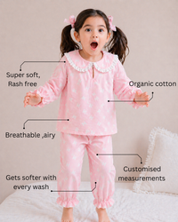 Girl wearing Anaario Pink Alphabet Night Suit