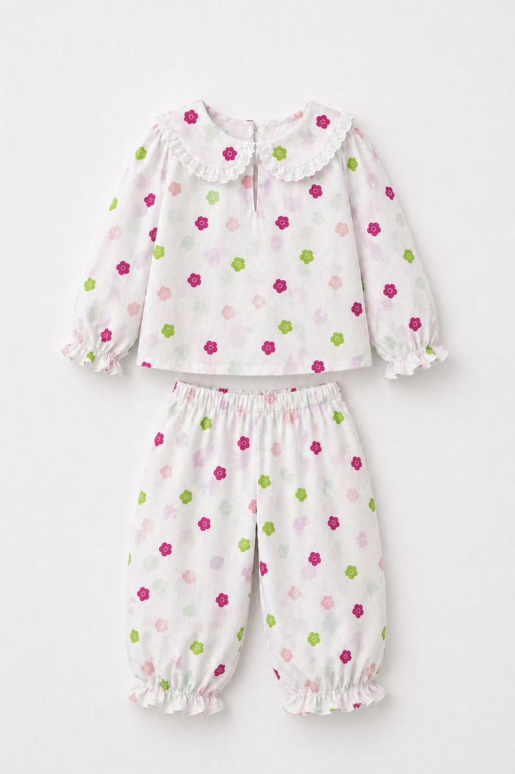 Girl wearing Anaario Pink Blossom Night Suit