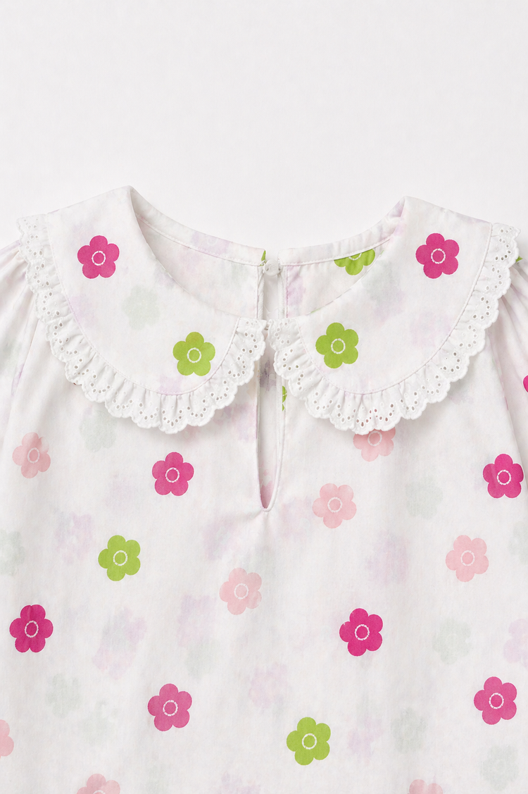 Girl wearing Anaario Pink Blossom Night Suit