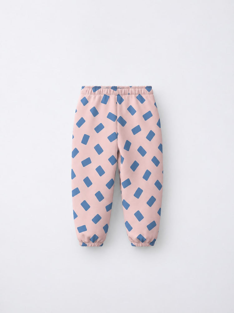 Pink-Blue Rectangle Jogger Set flat lay by Anaario