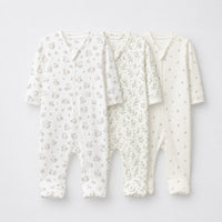 Pink Bunny bamboo baby sleepsuit combo — coordinating full-sleeve two-way zip romper onesies