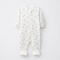 Pink Bunny bamboo cotton baby sleepsuit — two-way zip romper onesie