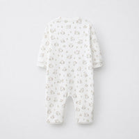Pink Bunny bamboo cotton baby sleepsuit — footed zip-front sleepsuit, onesie romper