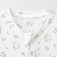 Pink Bunny bamboo cotton baby sleepsuit — bamboo cotton onesie romper flatlay