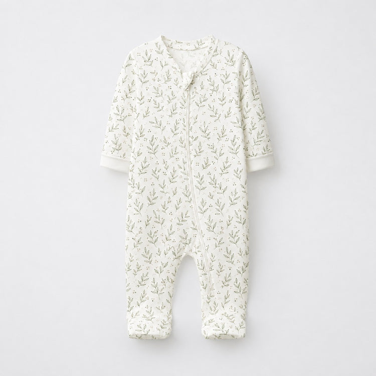Pink Bunny bamboo cotton baby sleepsuit — full-sleeve baby sleepsuit, zip onesie