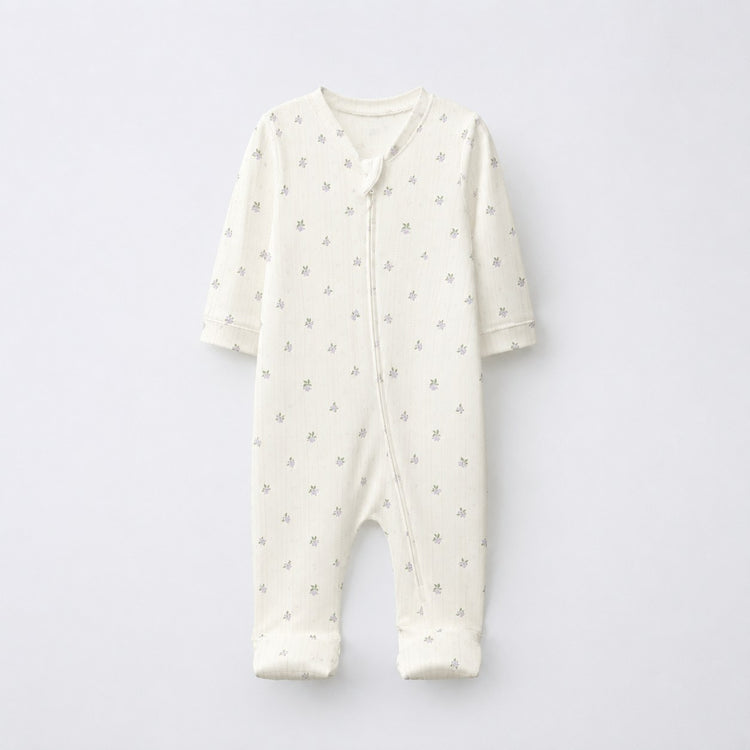Pink Bunny bamboo cotton baby sleepsuit — two-way zip romper onesie
