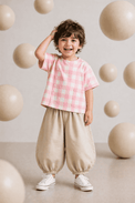Boy wearing Anaario Pink Check Pocket Co-ord Set
