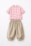Boy wearing Anaario Pink Check Pocket Co-ord Set