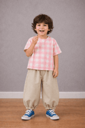 Boy wearing Anaario Pink Check Pocket Co-ord Set
