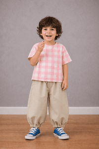Boy wearing Anaario Pink Check Pocket Co-ord Set