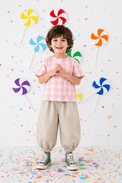 Boy wearing Anaario Pink Check Pocket Co-ord Set