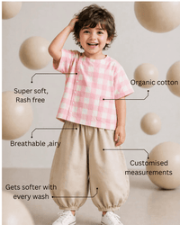 Boy wearing Anaario Pink Check Pocket Co-ord Set